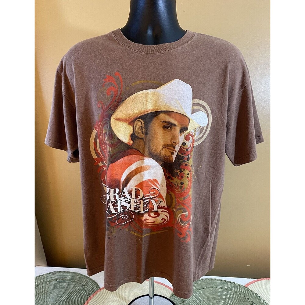 Brad Paisley Tour Date Double Sided Brown T Shirt Size Large